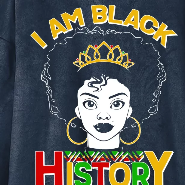 I Am Black History Royal Black Woman Hooded Wearable Blanket