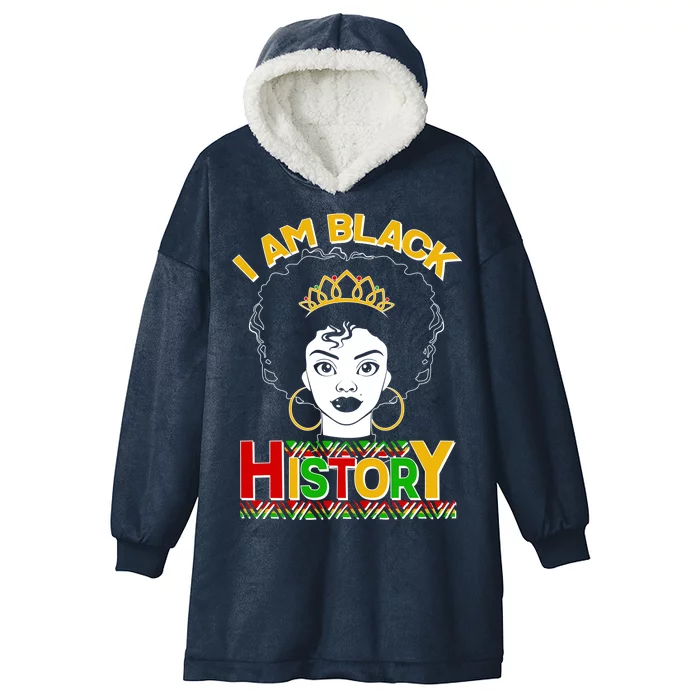 I Am Black History Royal Black Woman Hooded Wearable Blanket