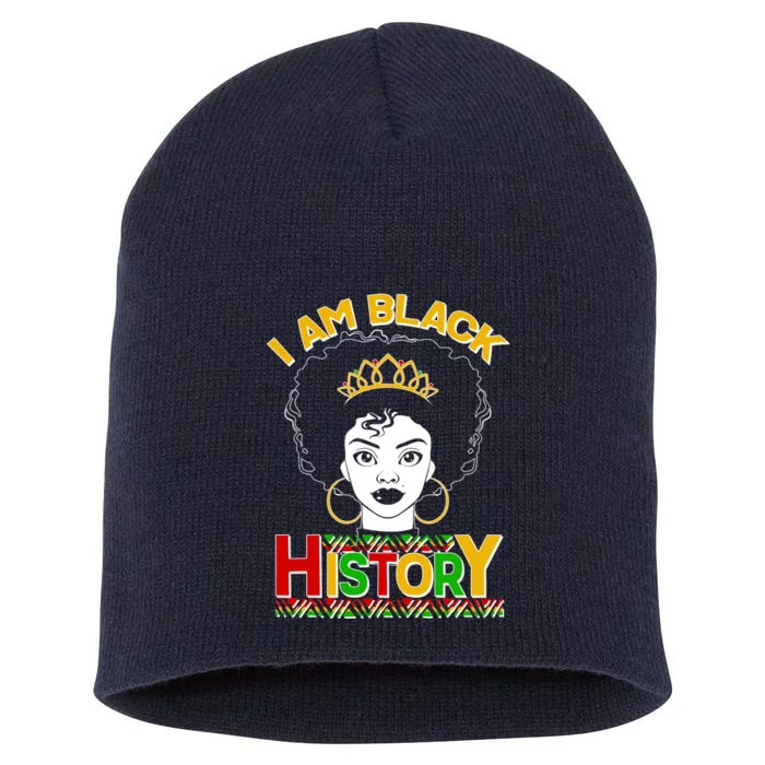 I Am Black History Royal Black Woman Short Acrylic Beanie