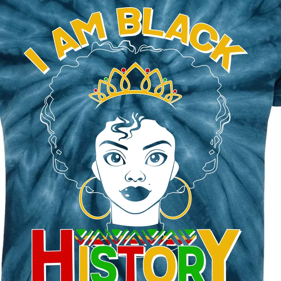 I Am Black History Royal Black Woman Kids Tie-Dye T-Shirt