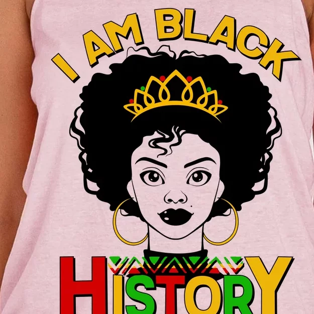 I Am Black History Royal Black Woman Women's Knotted Racerback Tank