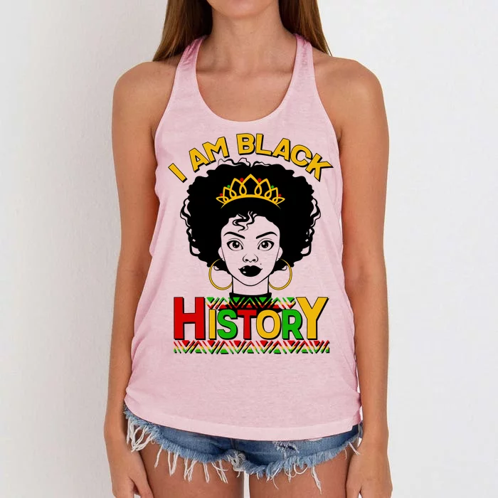 I Am Black History Royal Black Woman Women's Knotted Racerback Tank