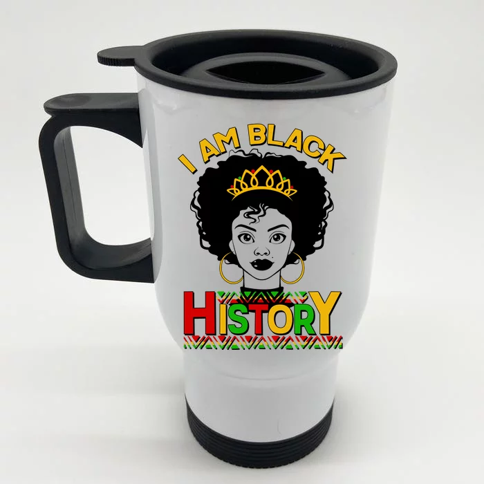 I Am Black History Royal Black Woman Front & Back Stainless Steel Travel Mug