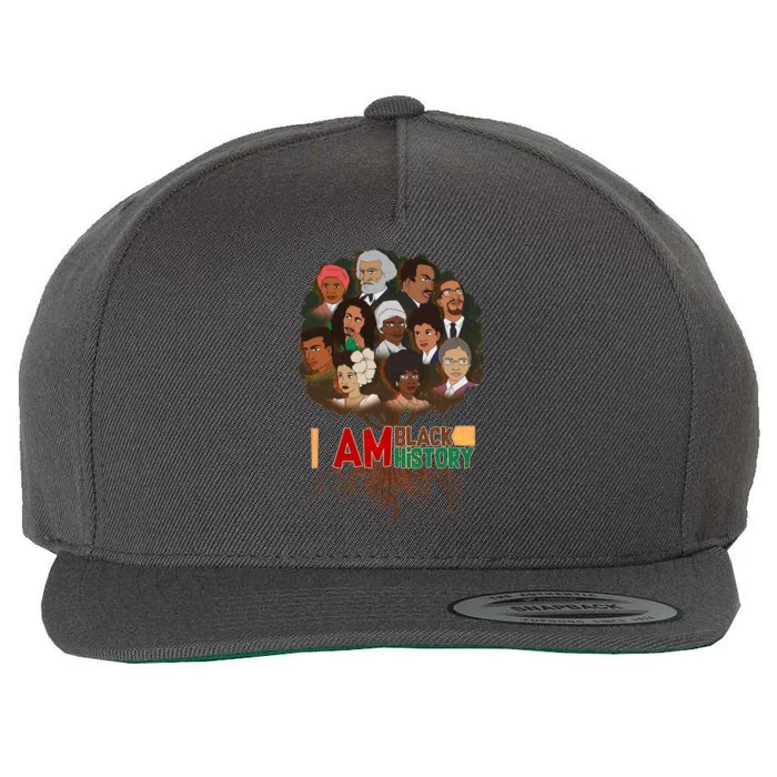 I Am Black History Tree Roots Wool Snapback Cap