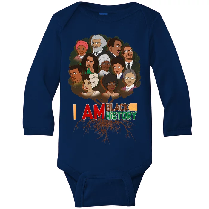 I Am Black History Tree Roots Baby Long Sleeve Bodysuit