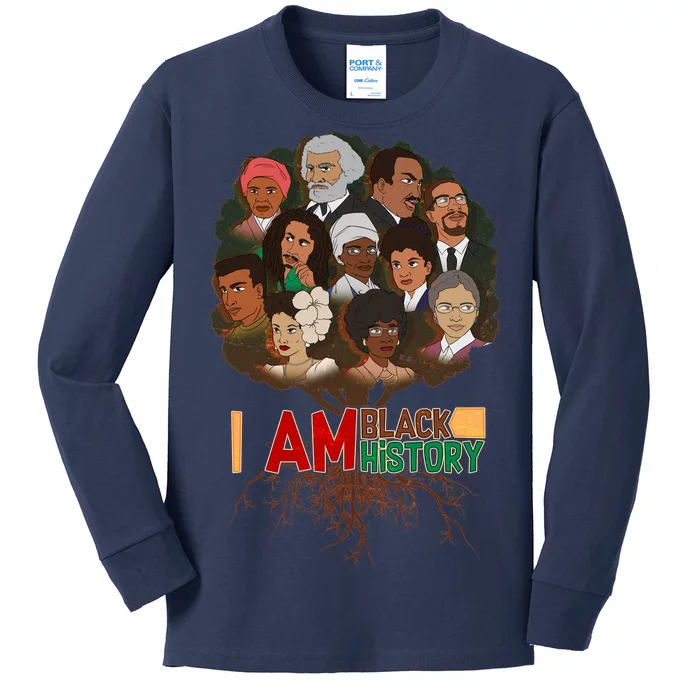 I Am Black History Tree Roots Kids Long Sleeve Shirt