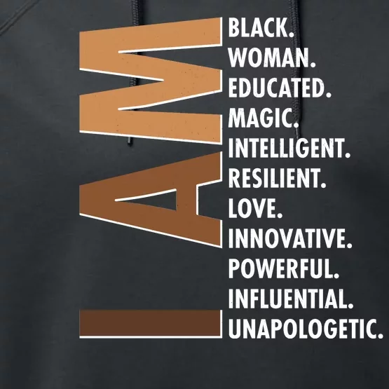 I Am Black Woman Educated Black History Month Performance Fleece Hoodie