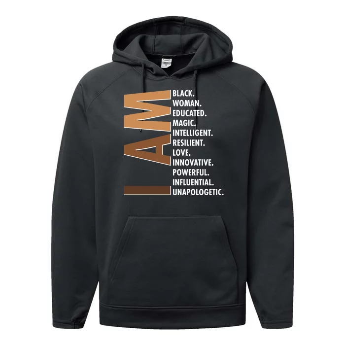 I Am Black Woman Educated Black History Month Performance Fleece Hoodie