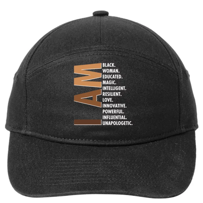 I Am Black Woman Educated Black History Month 7-Panel Snapback Hat