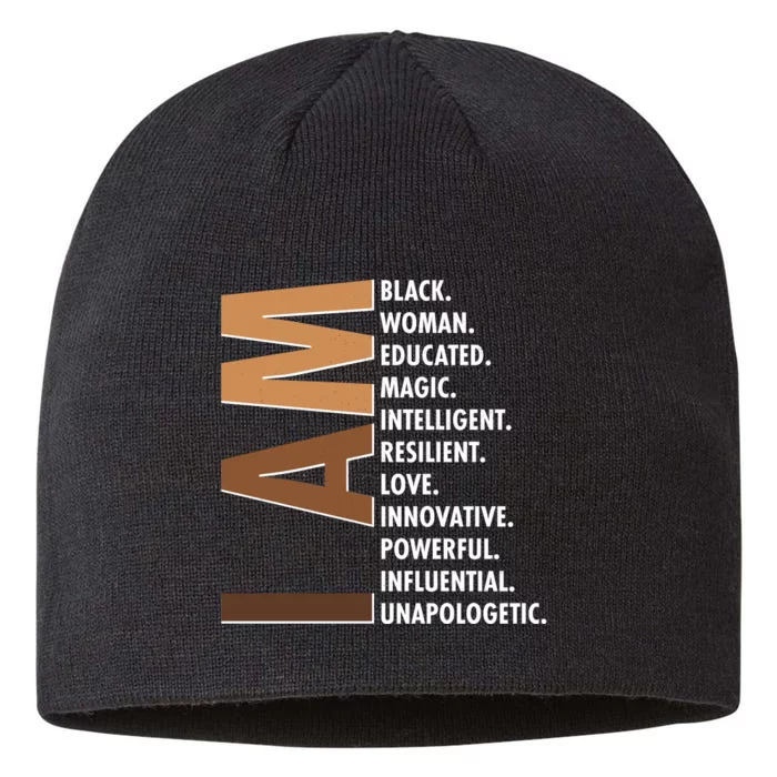 I Am Black Woman Educated Black History Month 8 1/2in Sustainable Knit Beanie