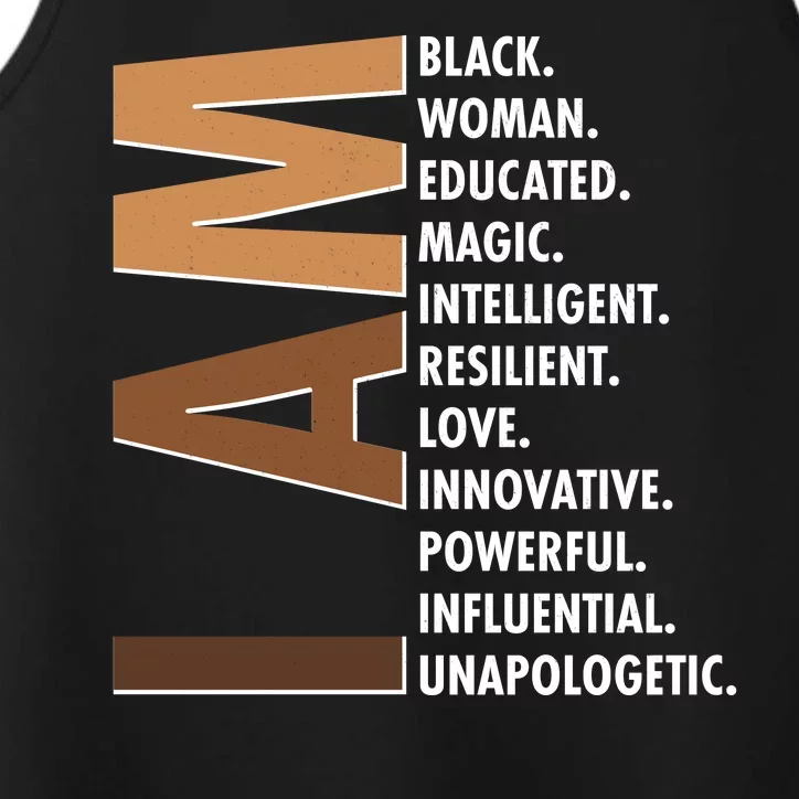 I Am Black Woman Educated Black History Month Performance Tank