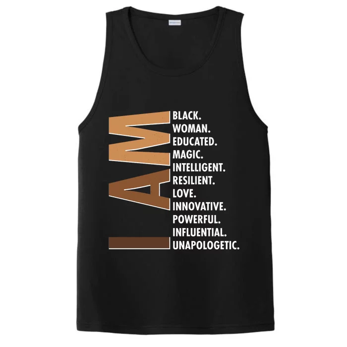 I Am Black Woman Educated Black History Month Performance Tank