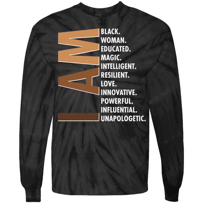 I Am Black Woman Educated Black History Month Tie-Dye Long Sleeve Shirt