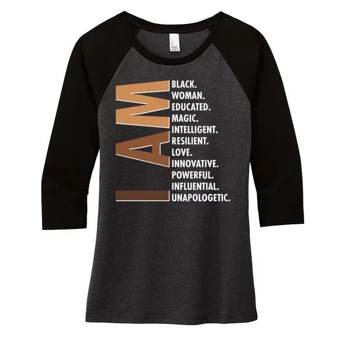 I Am Black Woman Educated Black History Month Women's Tri-Blend 3/4-Sleeve Raglan Shirt