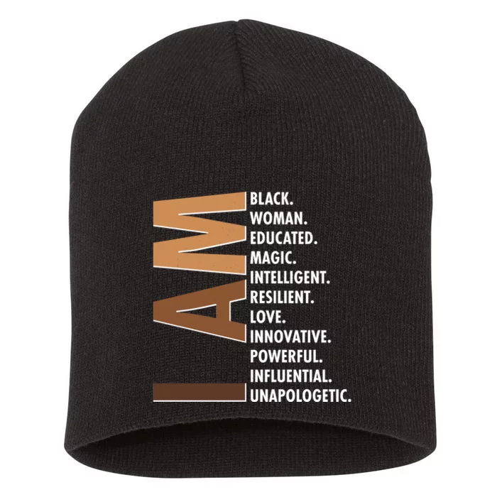 I Am Black Woman Educated Black History Month Short Acrylic Beanie