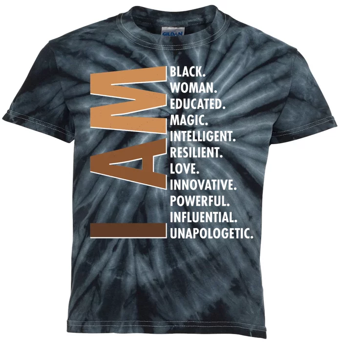 I Am Black Woman Educated Black History Month Kids Tie-Dye T-Shirt