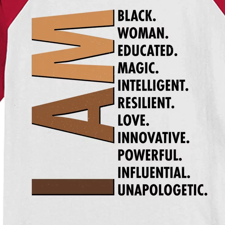 I Am Black Woman Educated Black History Month Kids Colorblock Raglan Jersey