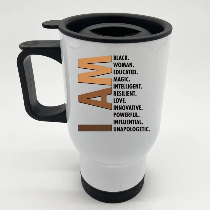 I Am Black Woman Educated Black History Month Front & Back Stainless Steel Travel Mug