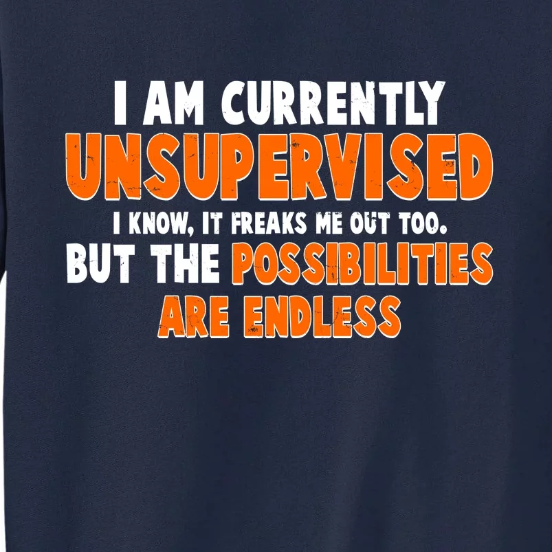 I Am Currently Unsupervised The Possibilities Are Endless Tall Sweatshirt