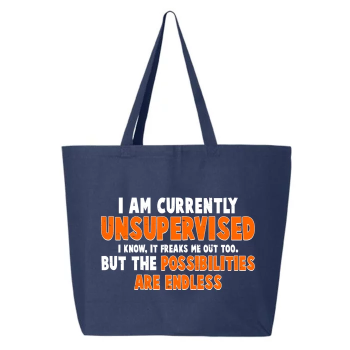 I Am Currently Unsupervised The Possibilities Are Endless 25L Jumbo Tote