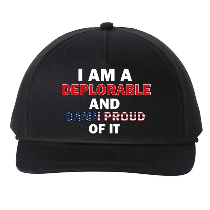 I Am Deplorable And I'm Proud Snapback Five-Panel Rope Hat