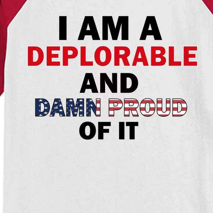 I Am Deplorable And I'm Proud Kids Colorblock Raglan Jersey