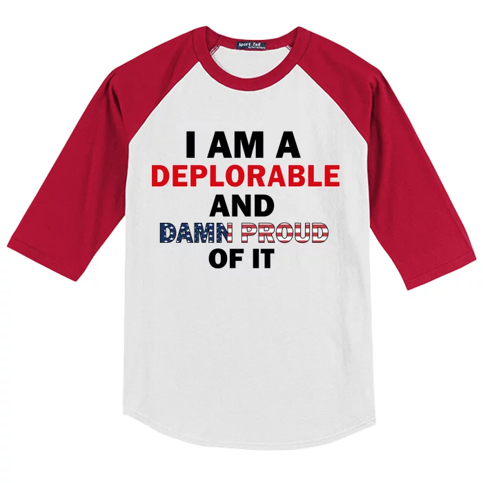 I Am Deplorable And I'm Proud Kids Colorblock Raglan Jersey