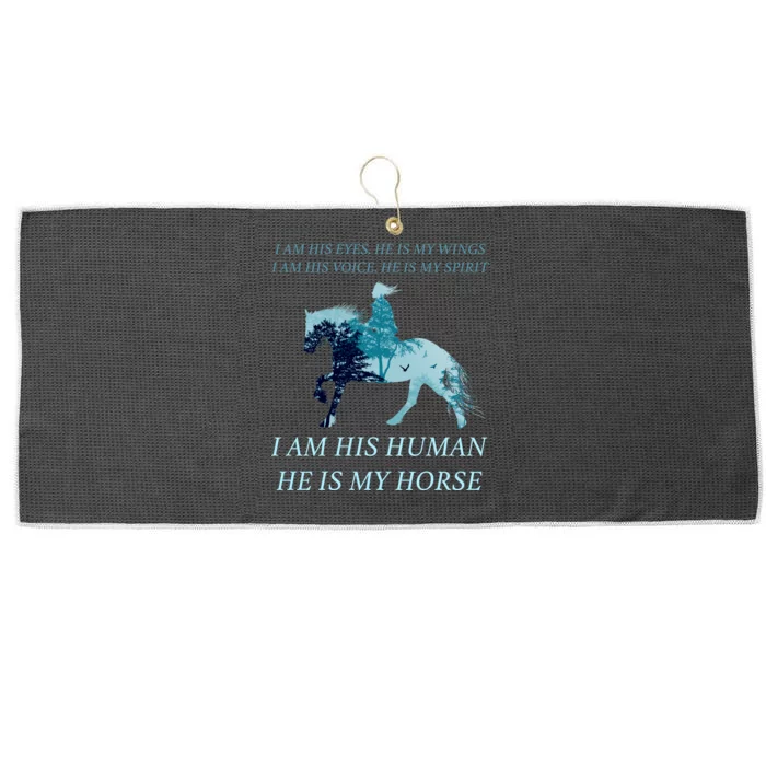 I Am His Human He is My Horse Large Microfiber Waffle Golf Towel