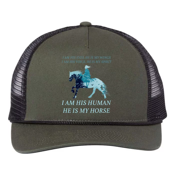 I Am His Human He is My Horse Retro Rope Trucker Hat Cap