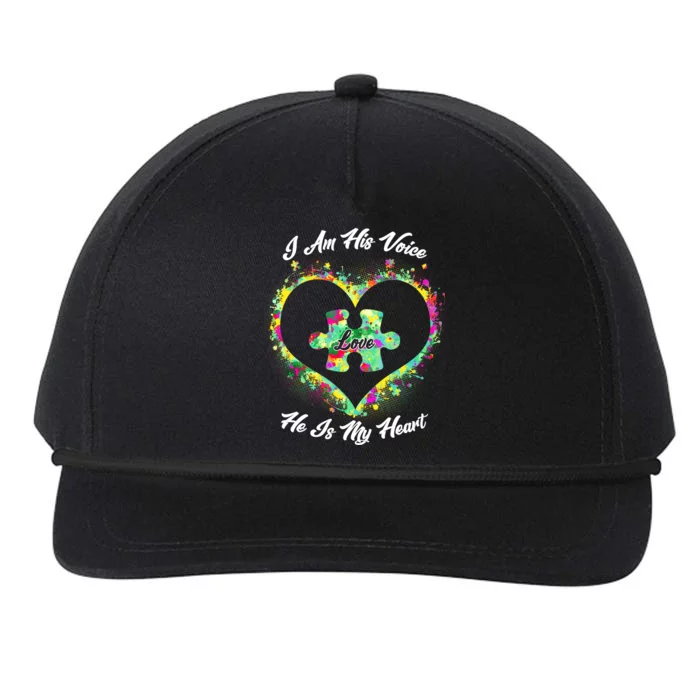 I Am His Voice He Is My Heart- Autism Awareness Snapback Five-Panel Rope Hat