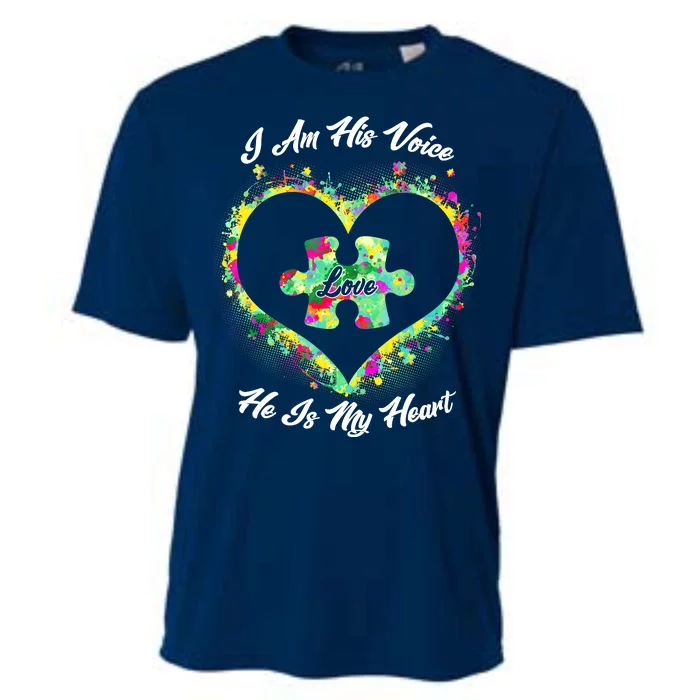 I Am His Voice He Is My Heart- Autism Awareness Cooling Performance Crew T-Shirt