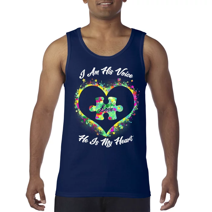 I Am His Voice He Is My Heart- Autism Awareness Tank Top