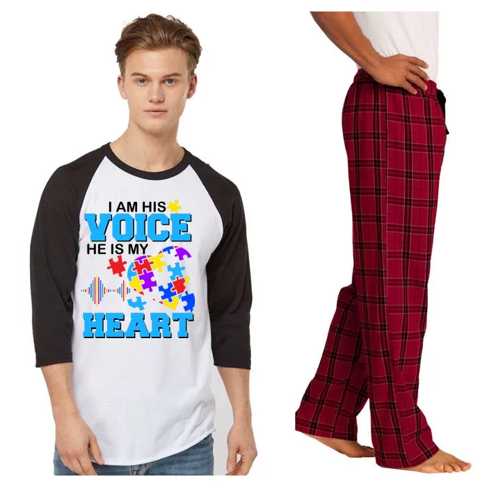 I Am His Voice He Is My Heart Autism Raglan Sleeve Pajama Set