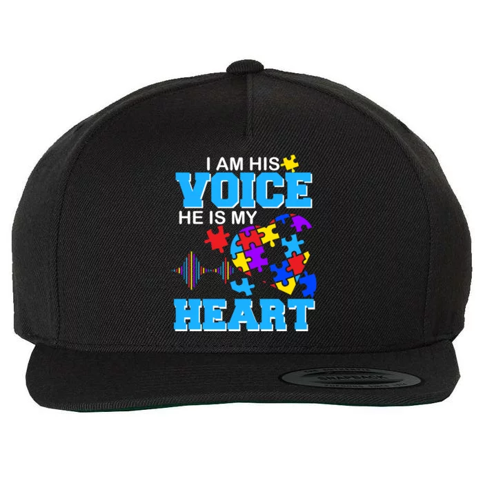 I Am His Voice He Is My Heart Autism Wool Snapback Cap