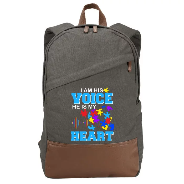 I Am His Voice He Is My Heart Autism Cotton Canvas Backpack