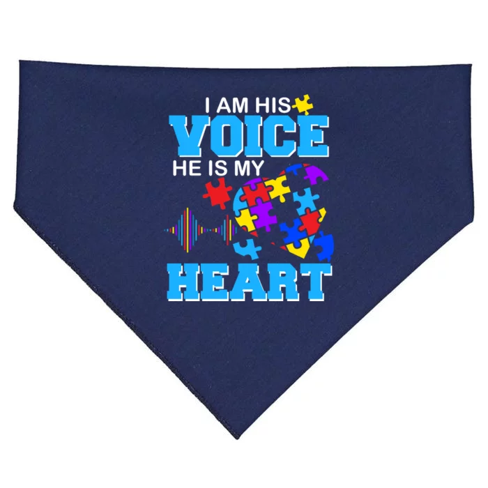 I Am His Voice He Is My Heart Autism USA-Made Doggie Bandana