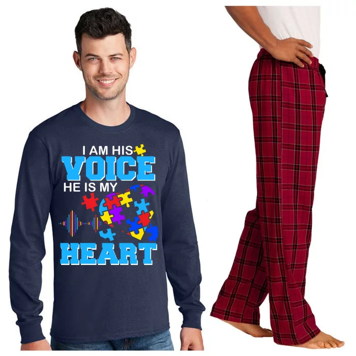 I Am His Voice He Is My Heart Autism Long Sleeve Pajama Set