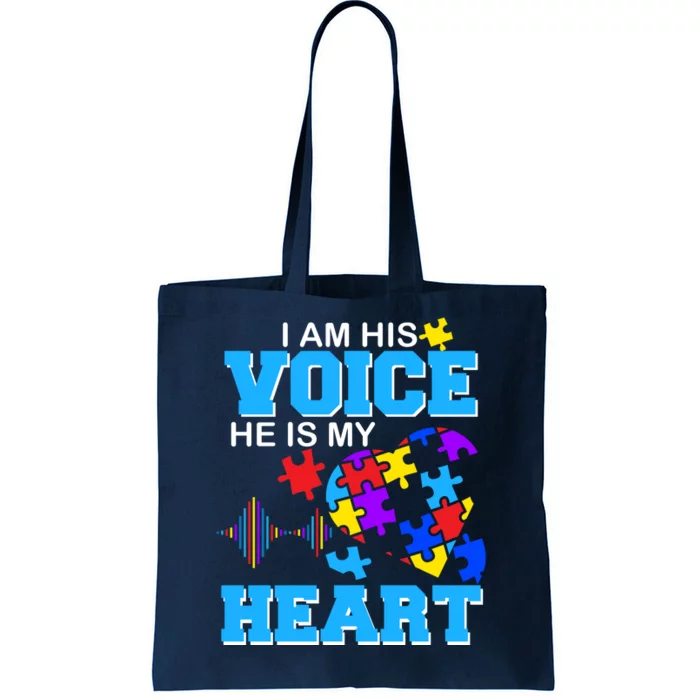 I Am His Voice He Is My Heart Autism Tote Bag