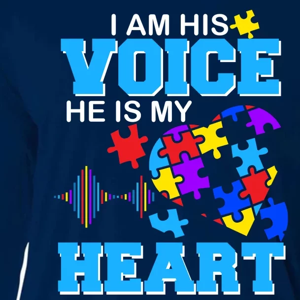 I Am His Voice He Is My Heart Autism Cooling Performance Long Sleeve Crew