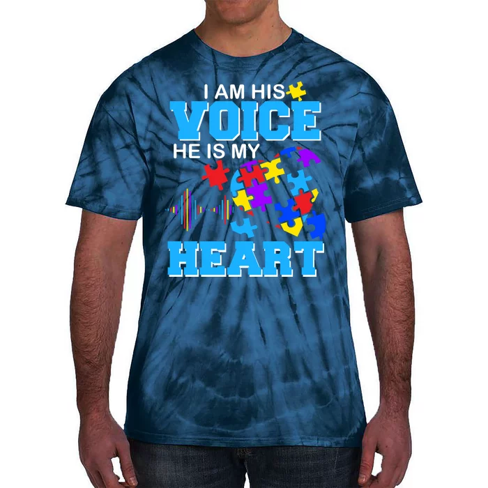 I Am His Voice He Is My Heart Autism Tie-Dye T-Shirt