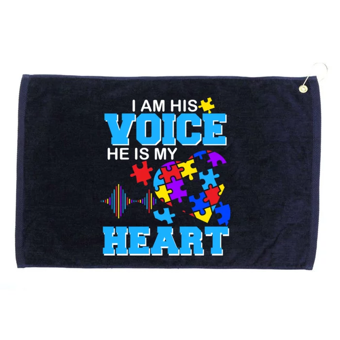 I Am His Voice He Is My Heart Autism Grommeted Golf Towel