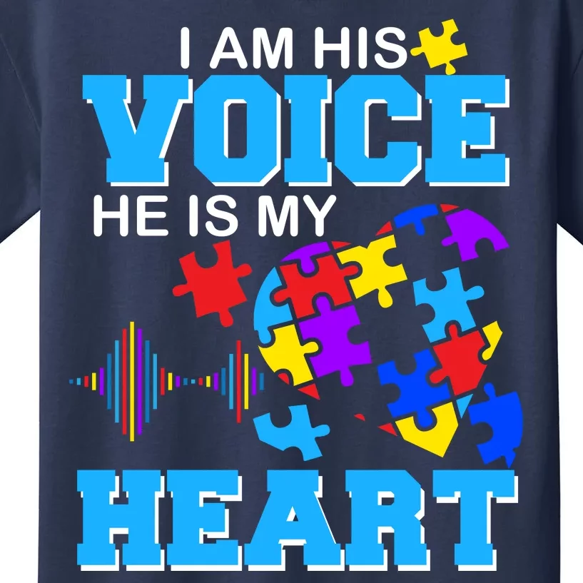 I Am His Voice He Is My Heart Autism Kids T-Shirt