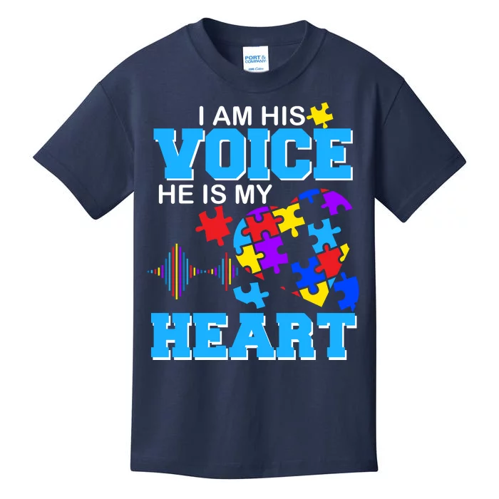 I Am His Voice He Is My Heart Autism Kids T-Shirt