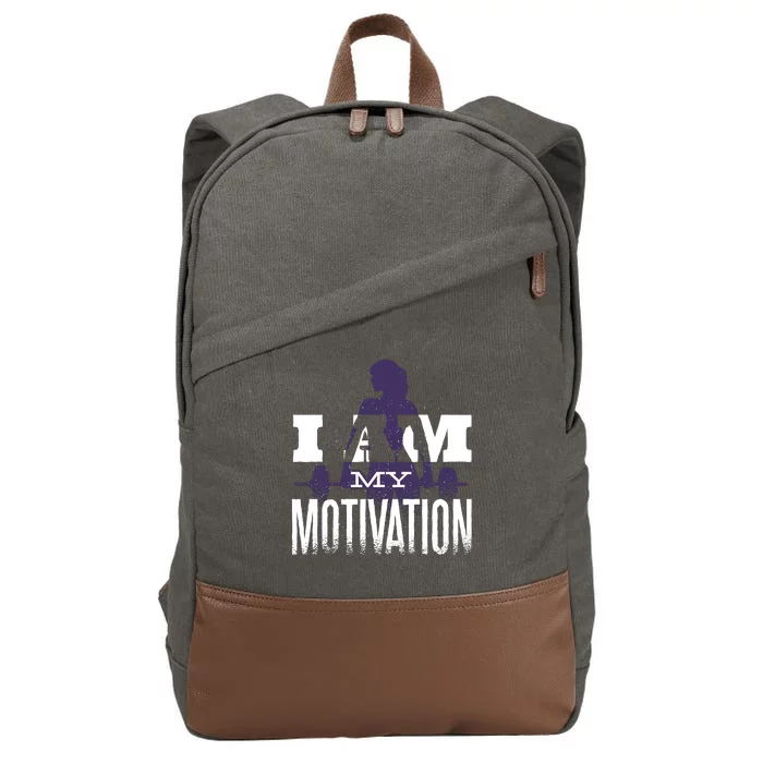 I Am My Motivation Gym Exercise Workout Cotton Canvas Backpack