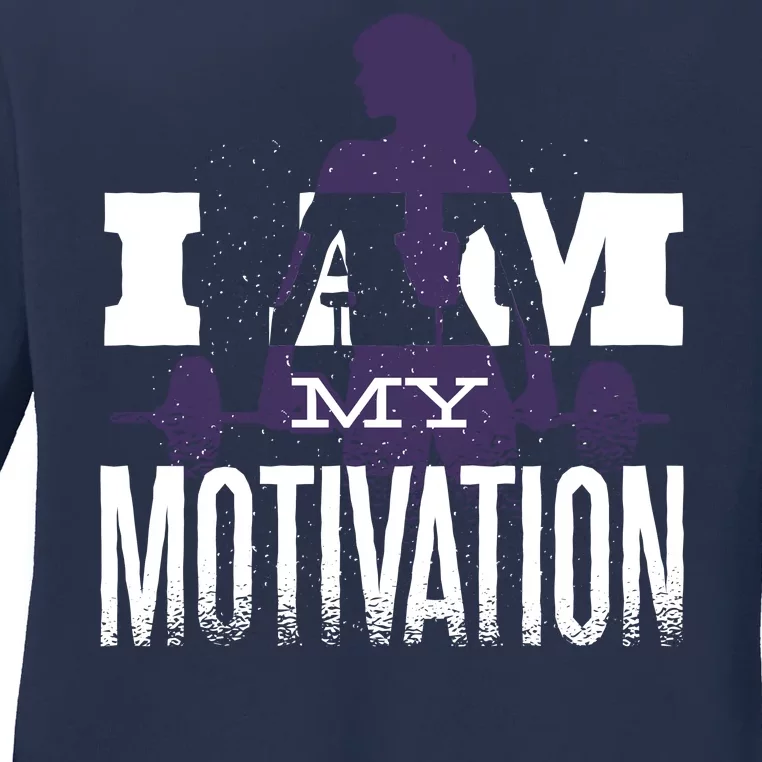 I Am My Motivation Gym Exercise Workout Ladies Long Sleeve Shirt