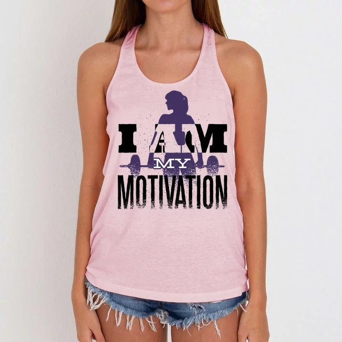 I Am My Motivation Gym Exercise Workout Women's Knotted Racerback Tank