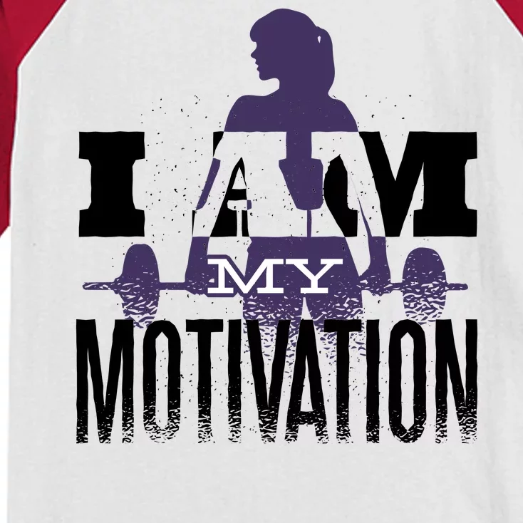 I Am My Motivation Gym Exercise Workout Kids Colorblock Raglan Jersey