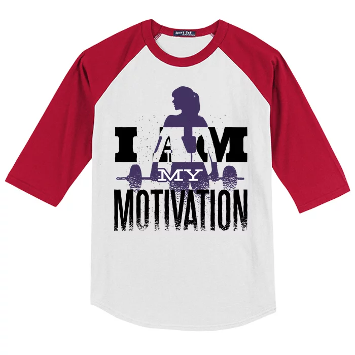 I Am My Motivation Gym Exercise Workout Kids Colorblock Raglan Jersey