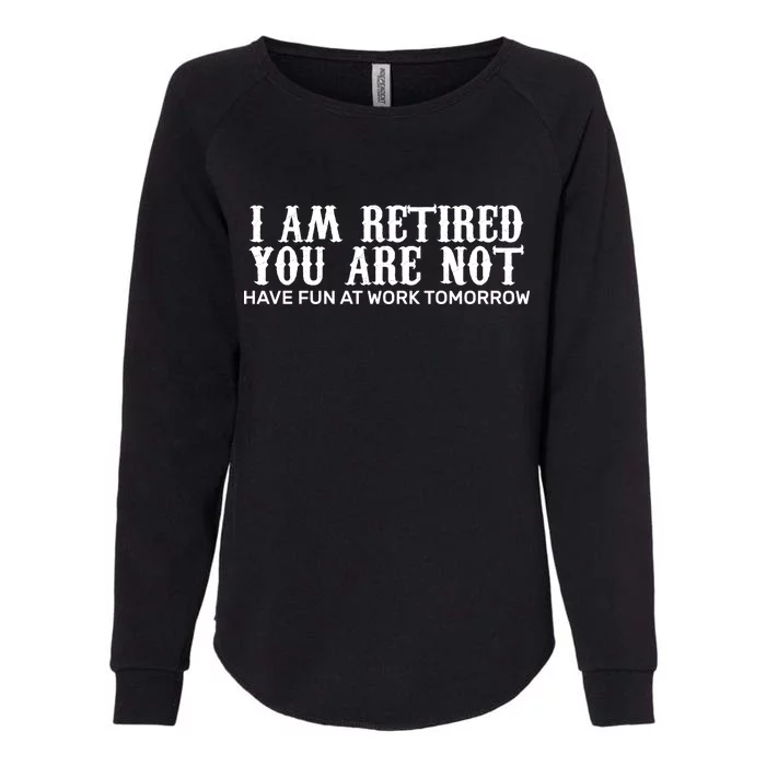 I Am Retired You Are Not Have Fun At Work Tomorrow Womens California Wash Sweatshirt