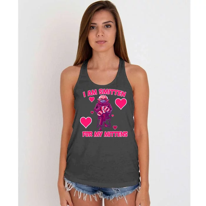 I Am Smitten For My Mittens Bernie Sanders Women's Knotted Racerback Tank